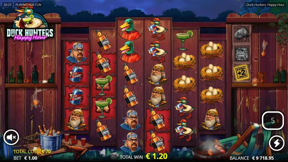 Duck Hunt Spins bonus round active in Duck Hunters Happy Hour