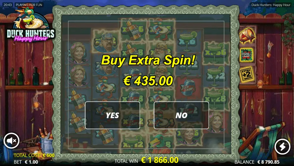 Extra spin purchase offer screen in Duck Hunters Happy Hour