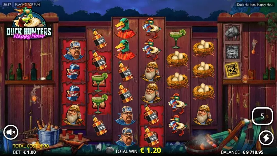 Duck Hunt Spins bonus round active in Duck Hunters Happy Hour