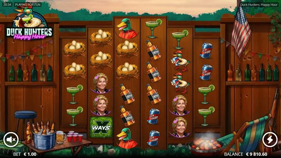 xWays symbol expanding and spreading infectiously across the Duck Hunters Happy Hour grid