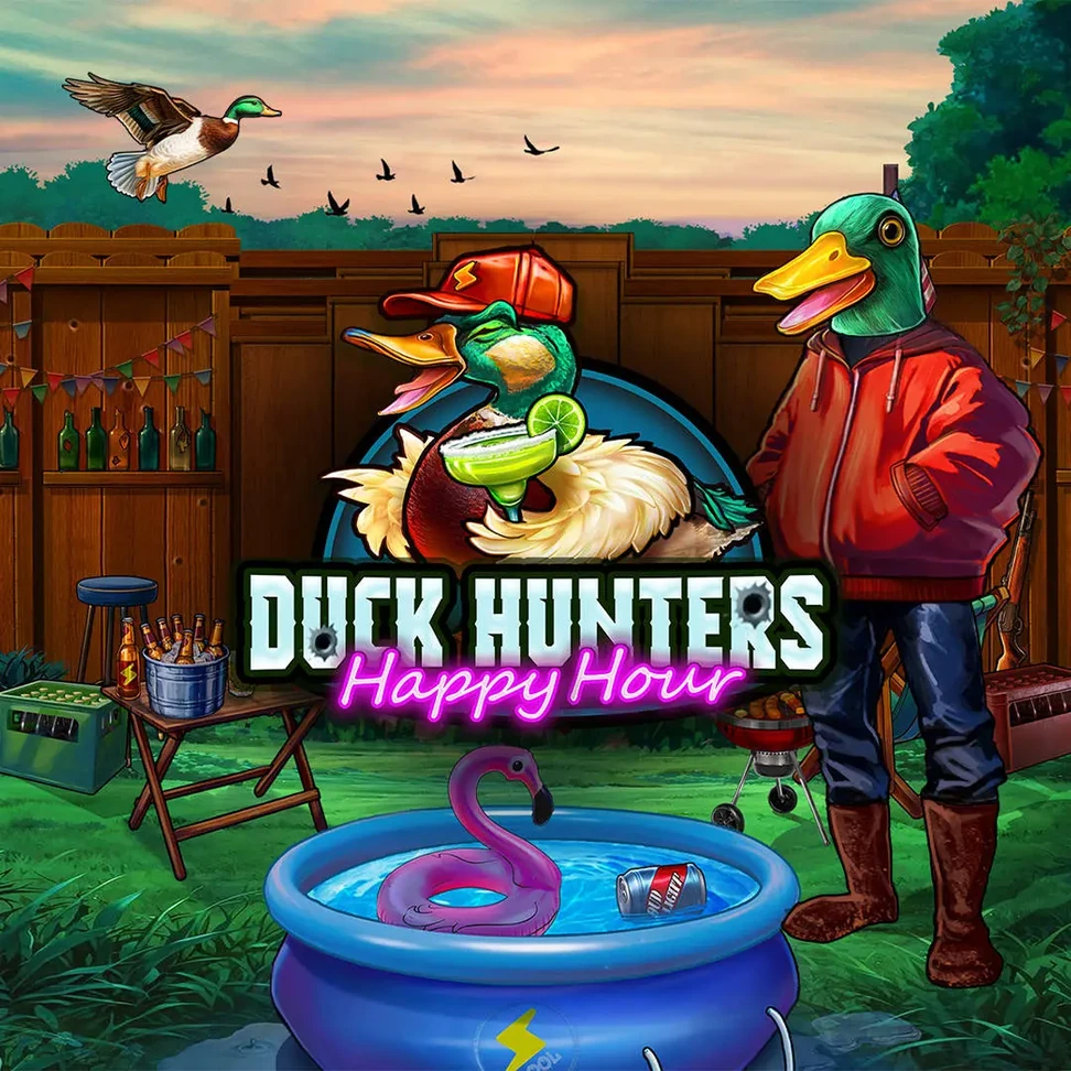 Main character artwork from Duck Hunters Happy Hour slot