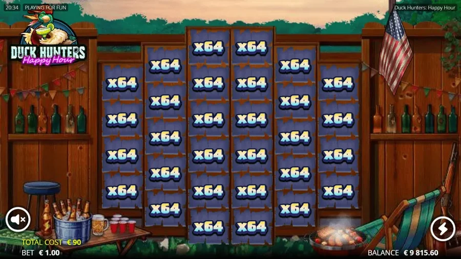 Multipliers accumulating on grid positions in Duck Hunters Happy Hour up to x8192